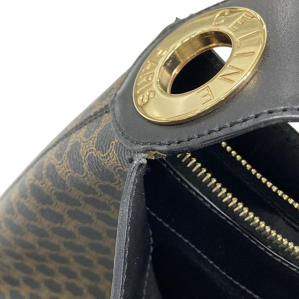 Celine Macadam/Circle Logo Shoulder Bag Black Brown PVC Leather - Picture 12 of 15